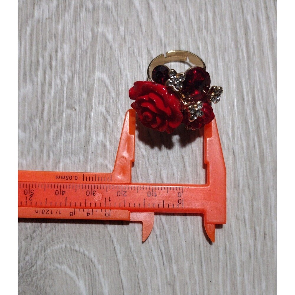 Oversize Rose - Gold Plated - Adjustable Floral Statement Ring - New - Picture 5 of 9